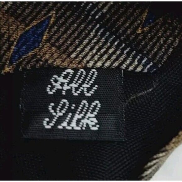 Magic Johnson 100% Silk Men's Neck Tie 3.5" W x 57" L Brown Blue Geometric - Picture 6 of 8